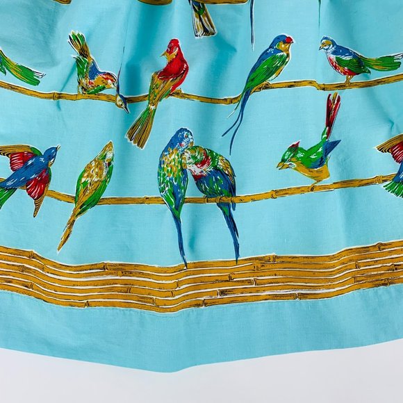 Vintage 50s Half Apron Birds on Branches John Wolf Textiles Novelty Print - Picture 5 of 9